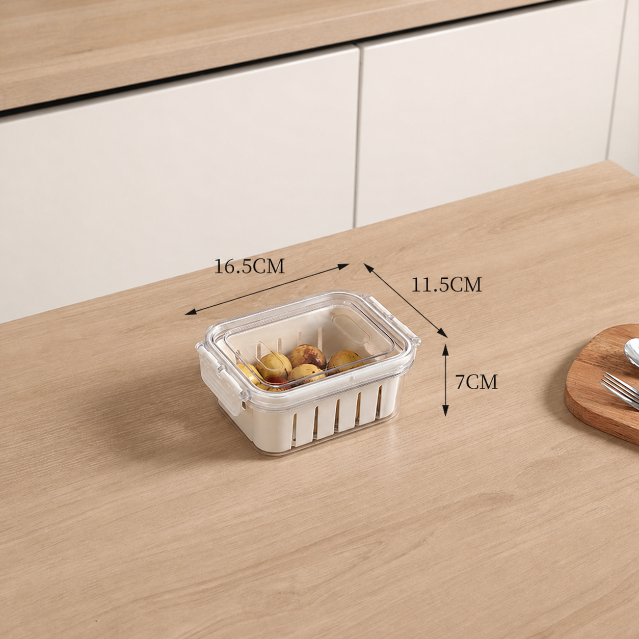 Caja organizadora para refrigerador con tapa hermética