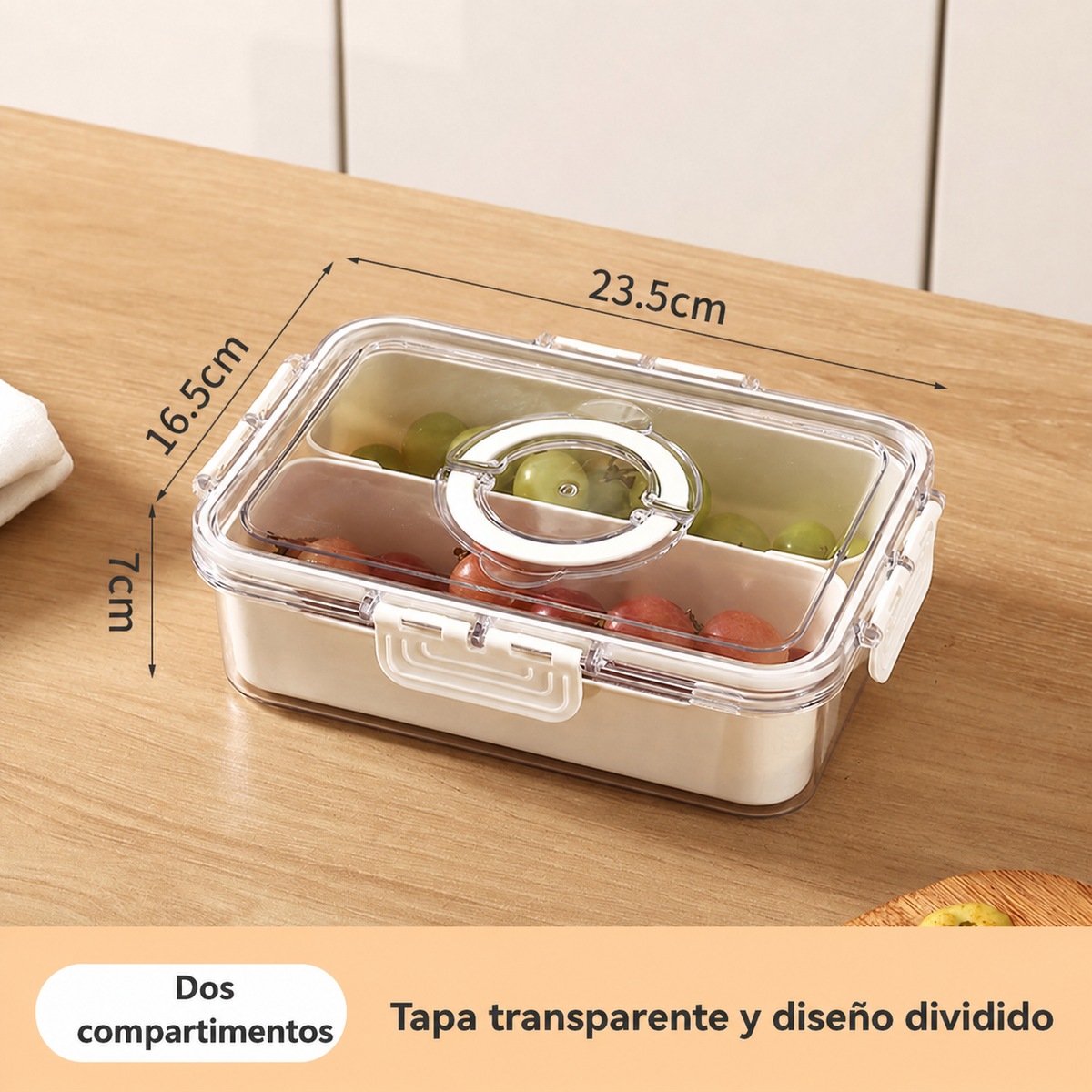 Caja organizadora para refrigerador con tapa hermética