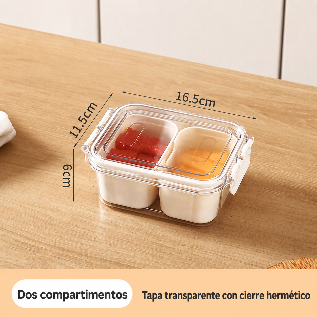 Caja organizadora para refrigerador con tapa hermética