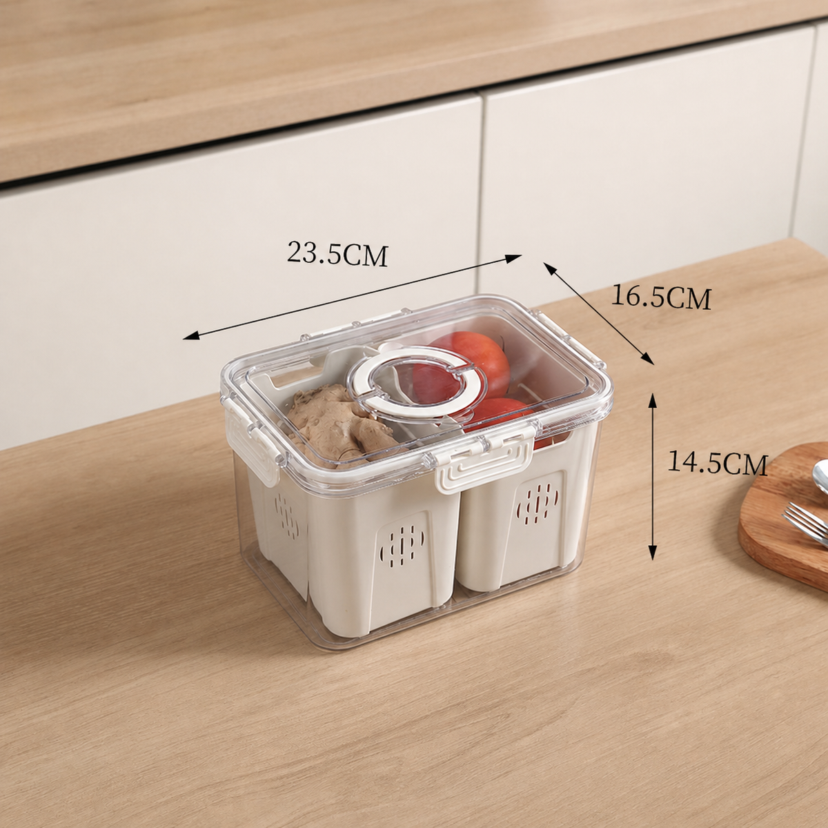 Caja organizadora para refrigerador con tapa hermética