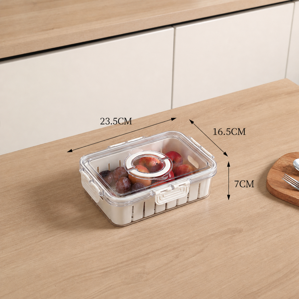 Caja organizadora para refrigerador con tapa hermética