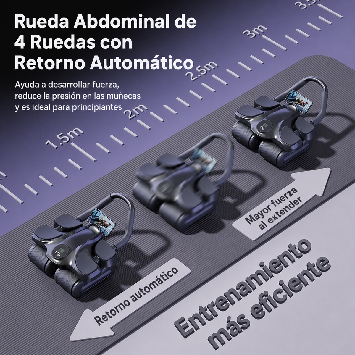 Rueda Abdominal de 4 Ruedas con Retorno Automático - 3
