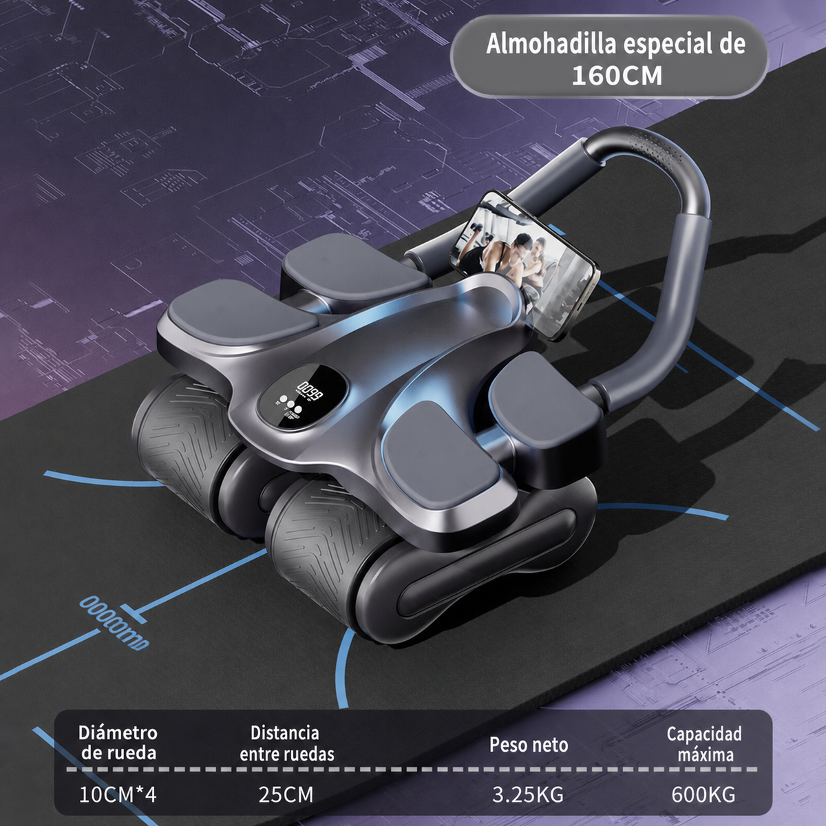 Rueda Abdominal de 4 Ruedas con Retorno Automático - 5
