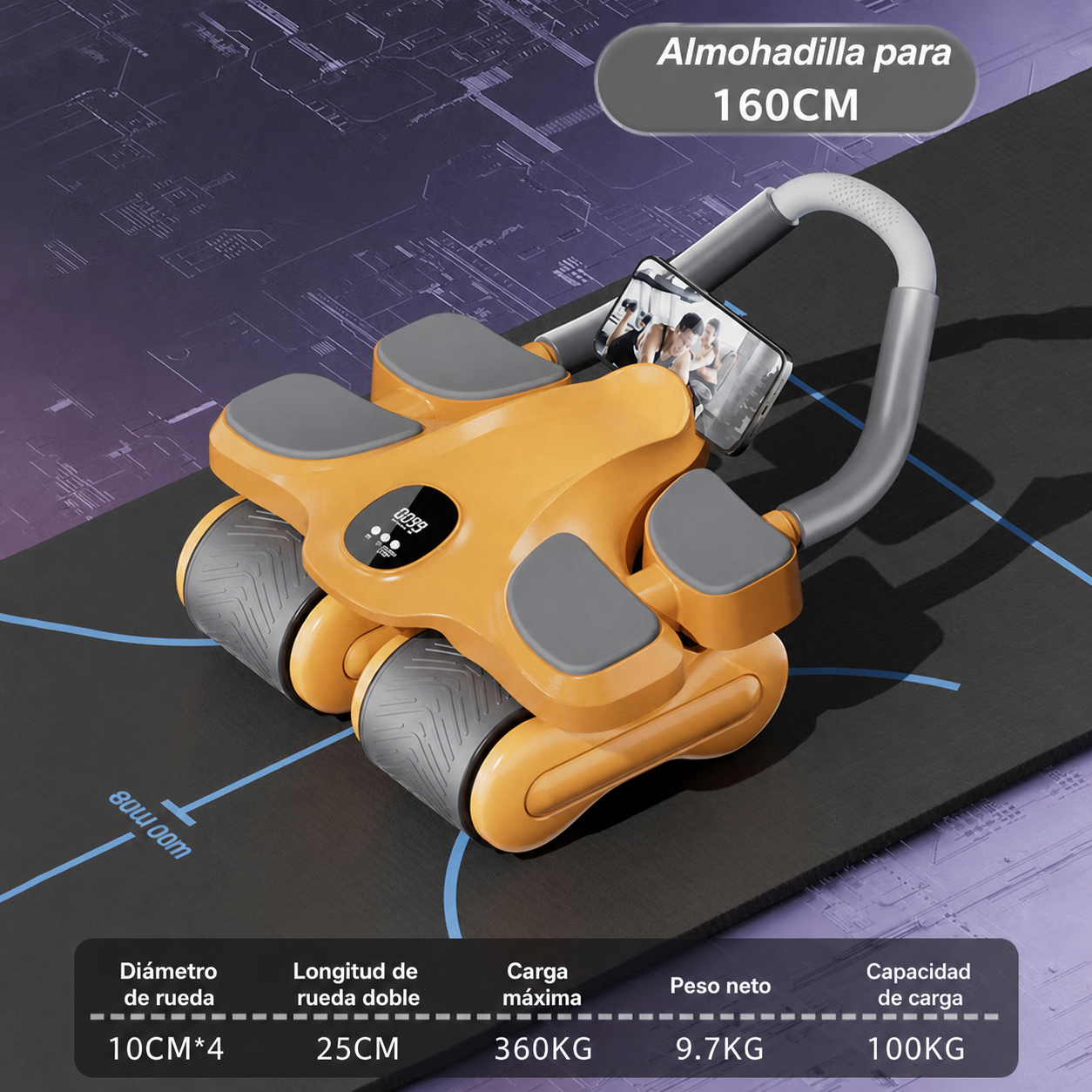 Rueda Abdominal de 4 Ruedas con Retorno Automático - 10