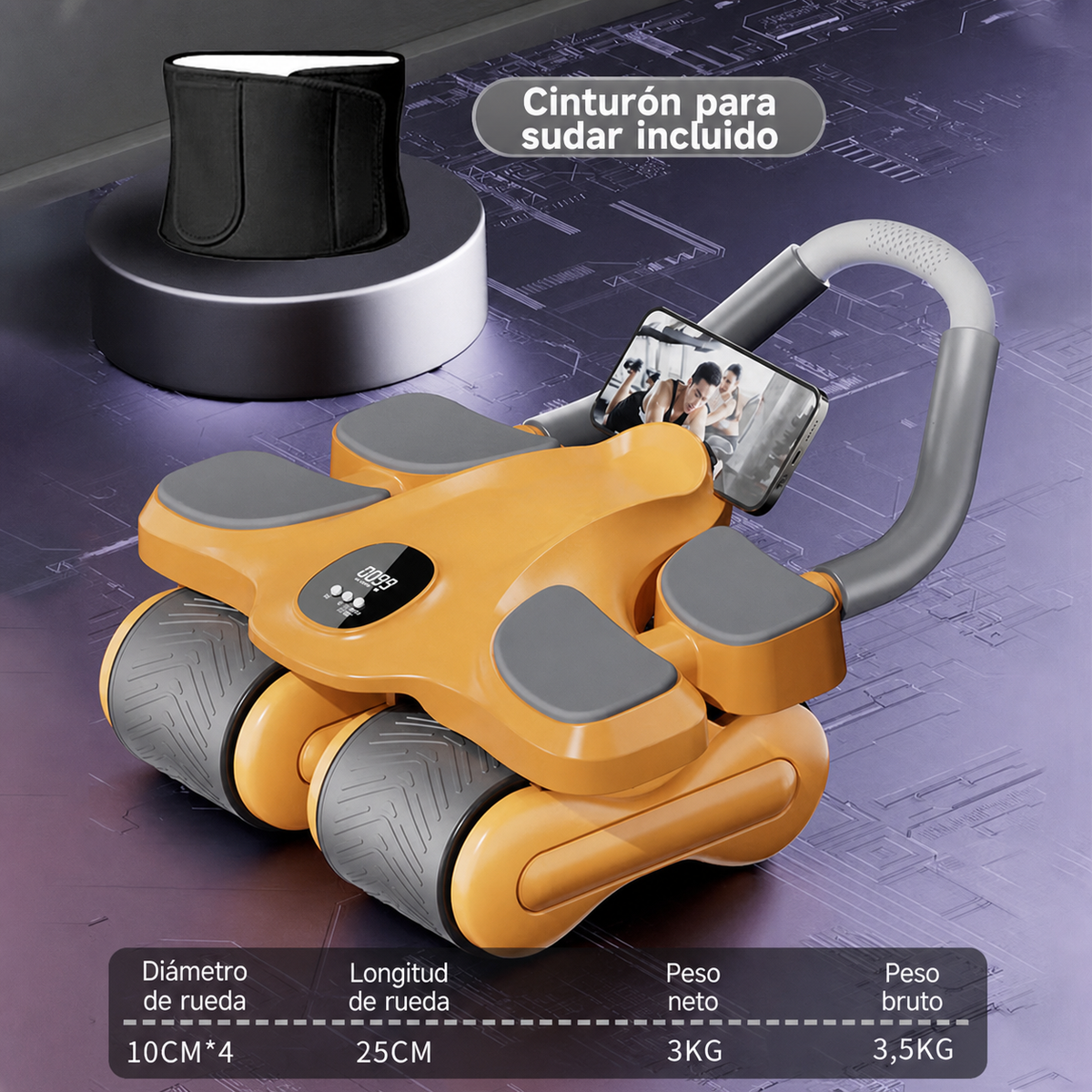 Rueda Abdominal de 4 Ruedas con Retorno Automático