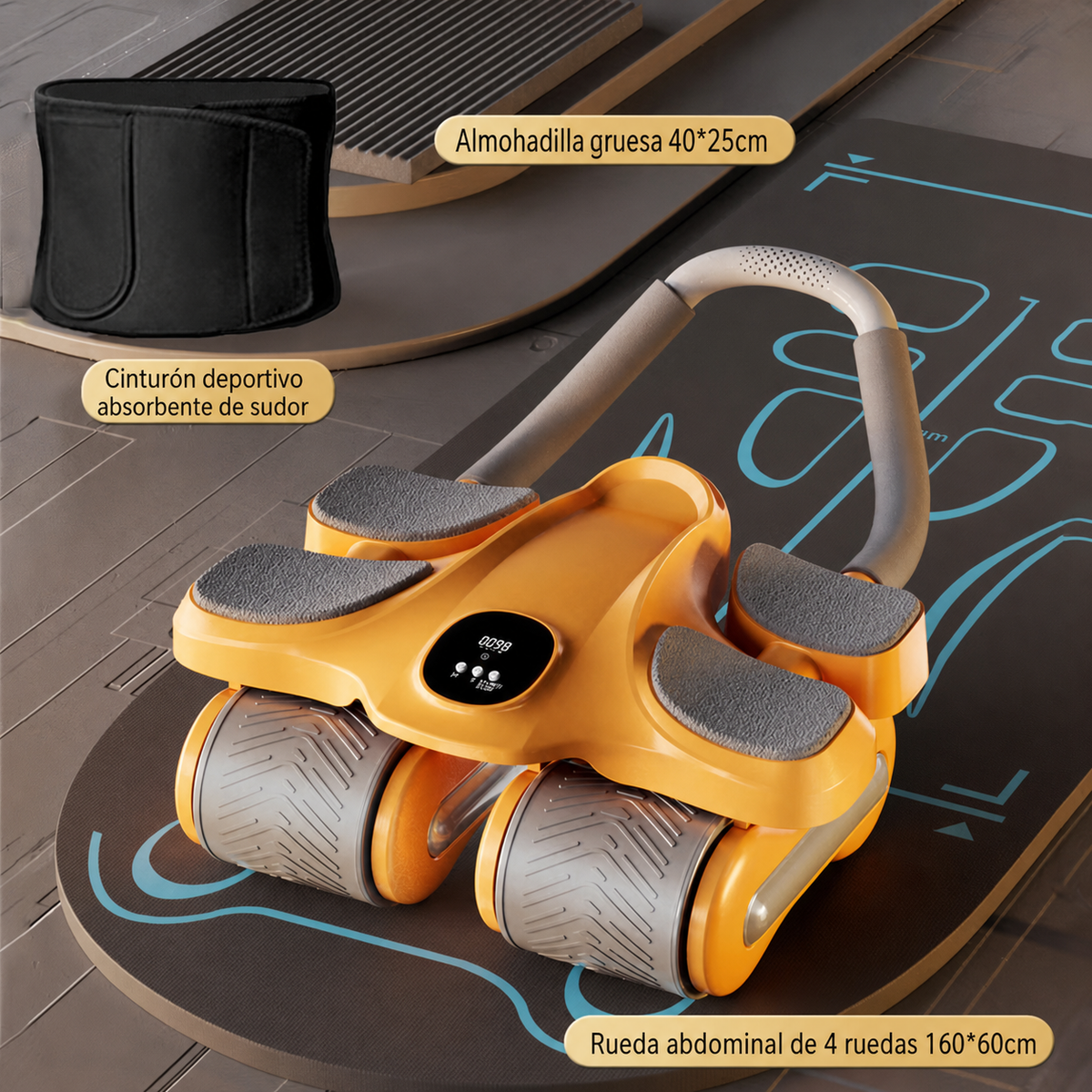 Rueda Abdominal de 4 Ruedas con Retorno Automático