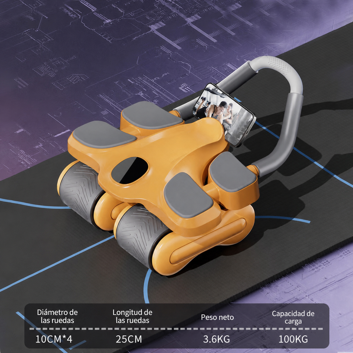 Rueda Abdominal de 4 Ruedas con Retorno Automático