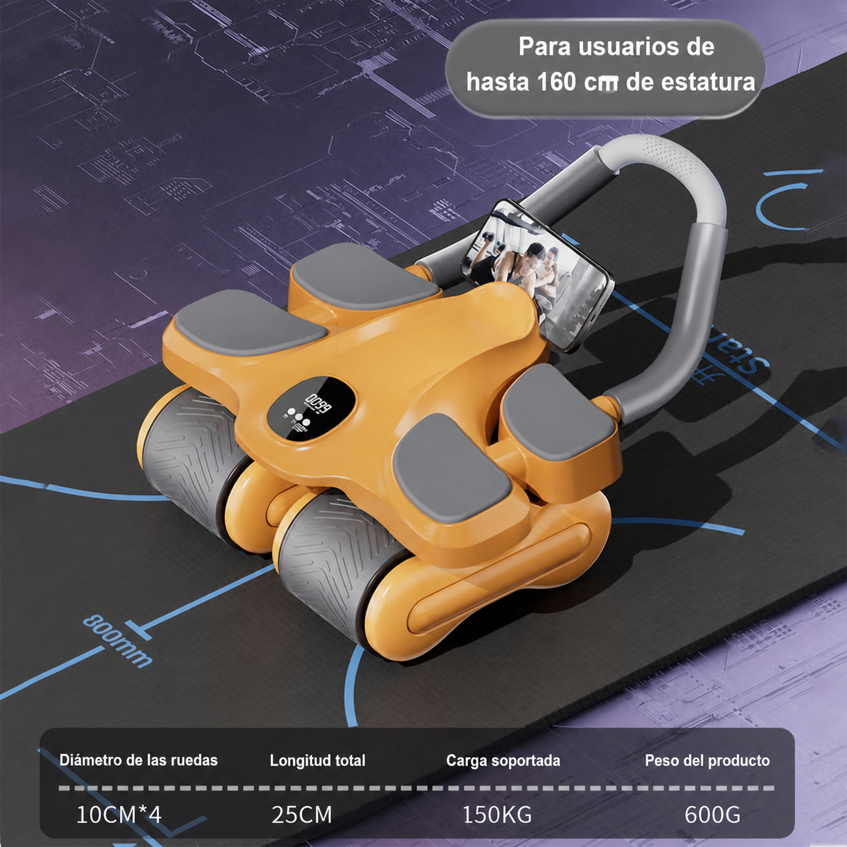 Rueda Abdominal de 4 Ruedas con Retorno Automático