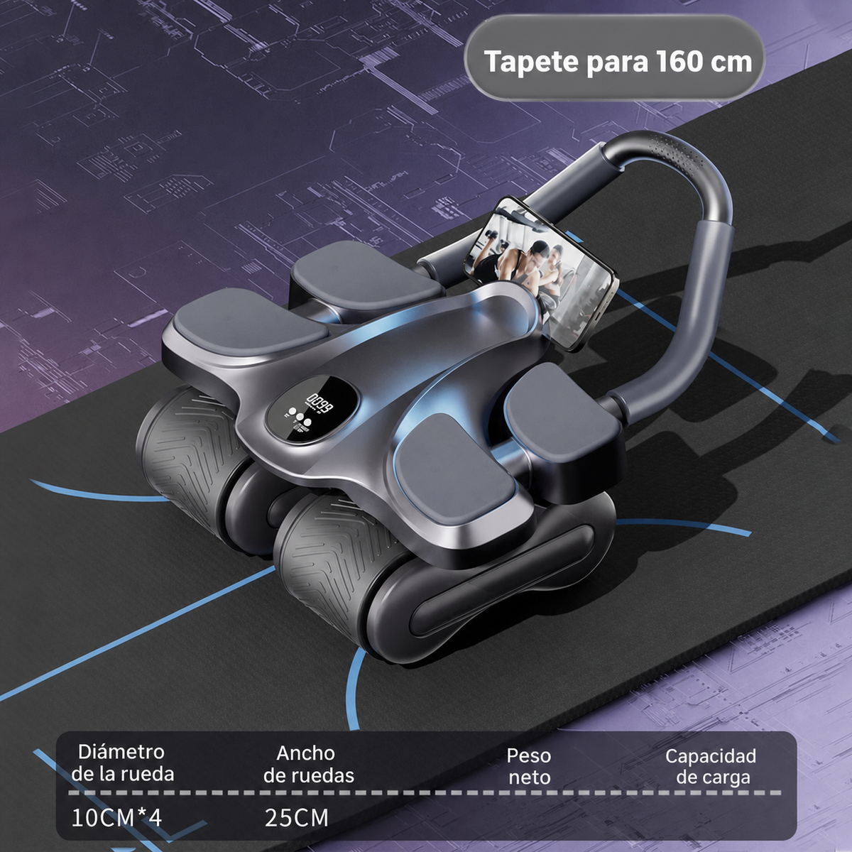 Rueda Abdominal de 4 Ruedas con Retorno Automático