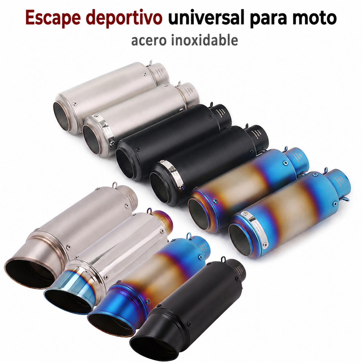 Escape deportivo universal para moto acero inoxidable - 11