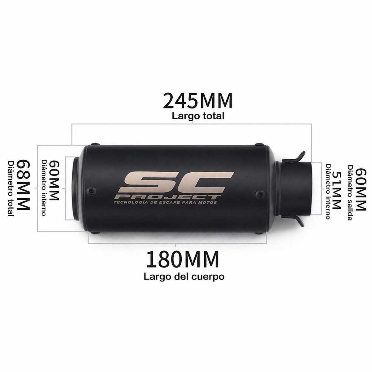 Escape deportivo universal para moto acero inoxidable - 12