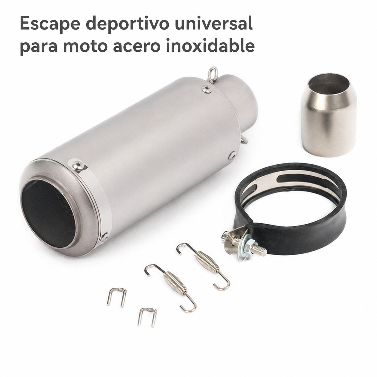 Escape deportivo universal para moto acero inoxidable