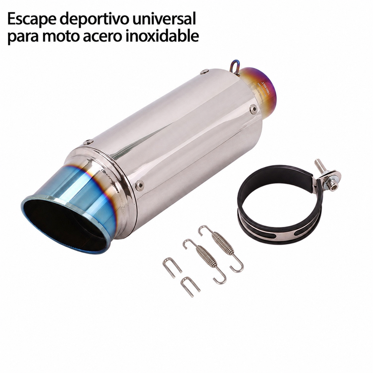 Escape deportivo universal para moto acero inoxidable