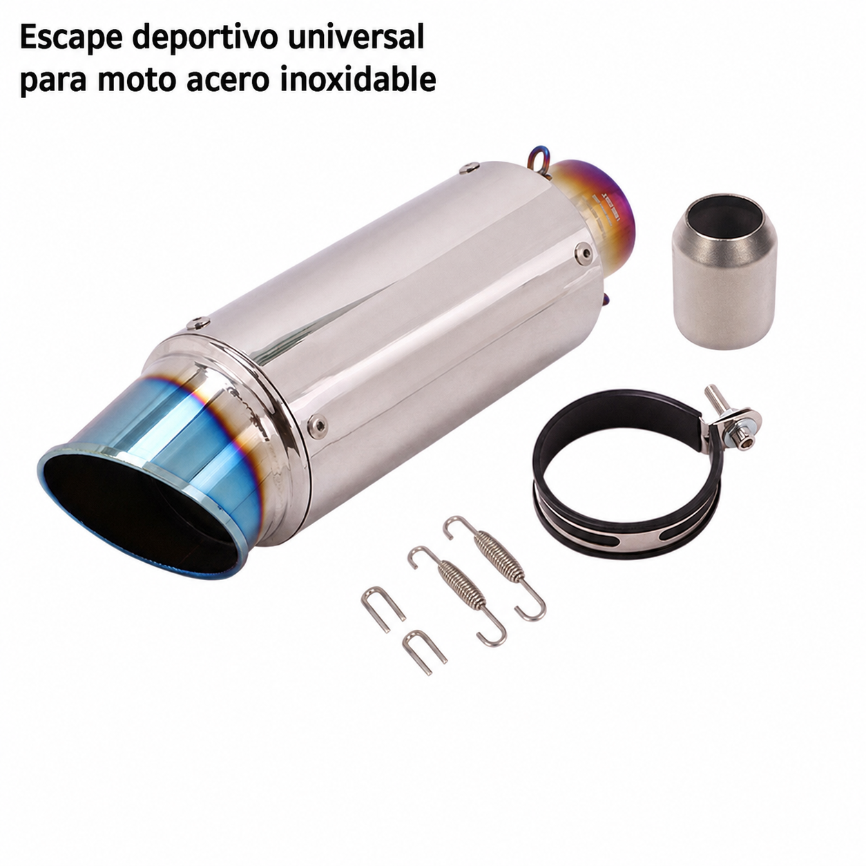 Escape deportivo universal para moto acero inoxidable