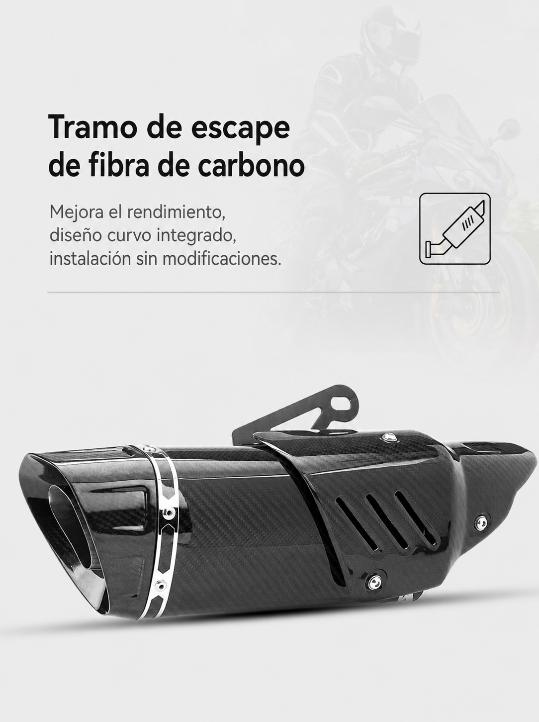 Escape Universal Moto Acero Inox Tapa Fibra de Carbono - 13
