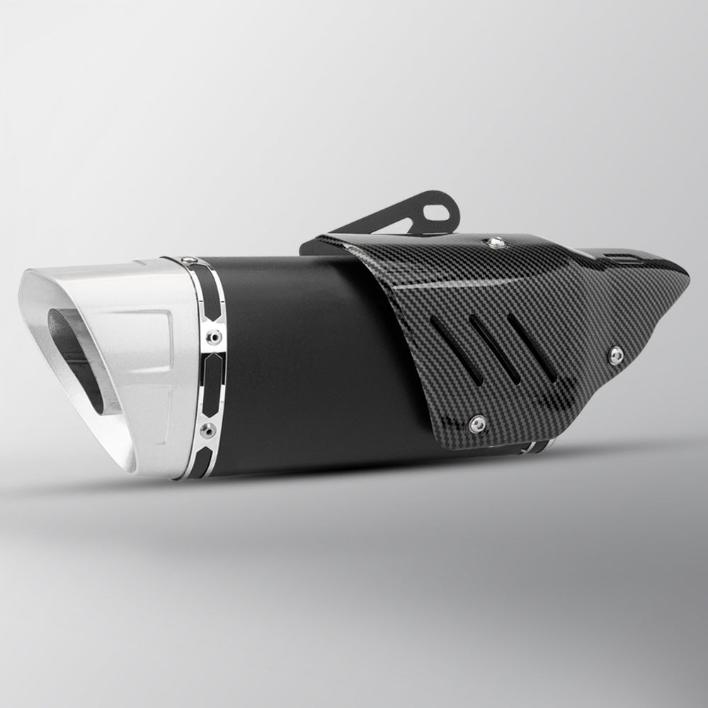 Escape Universal Moto Acero Inox Tapa Fibra de Carbono