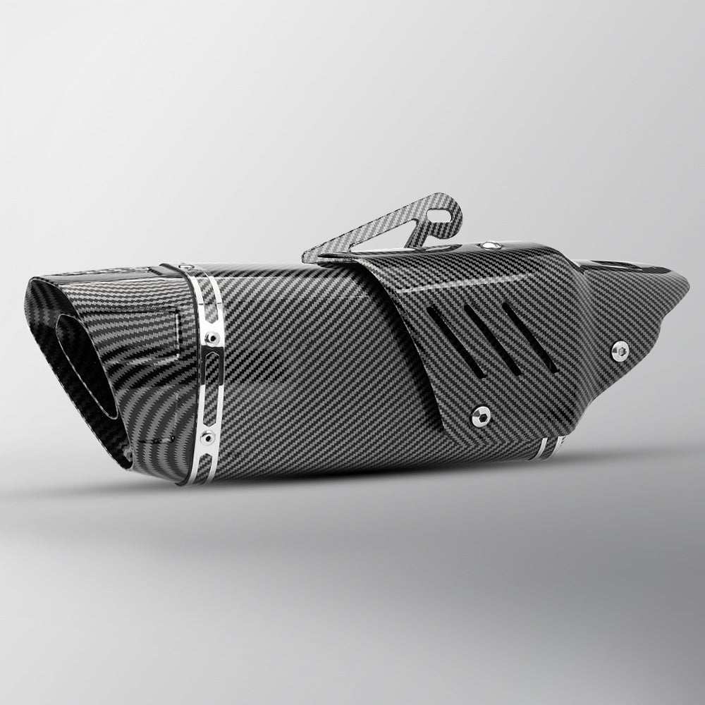 Escape Universal Moto Acero Inox Tapa Fibra de Carbono