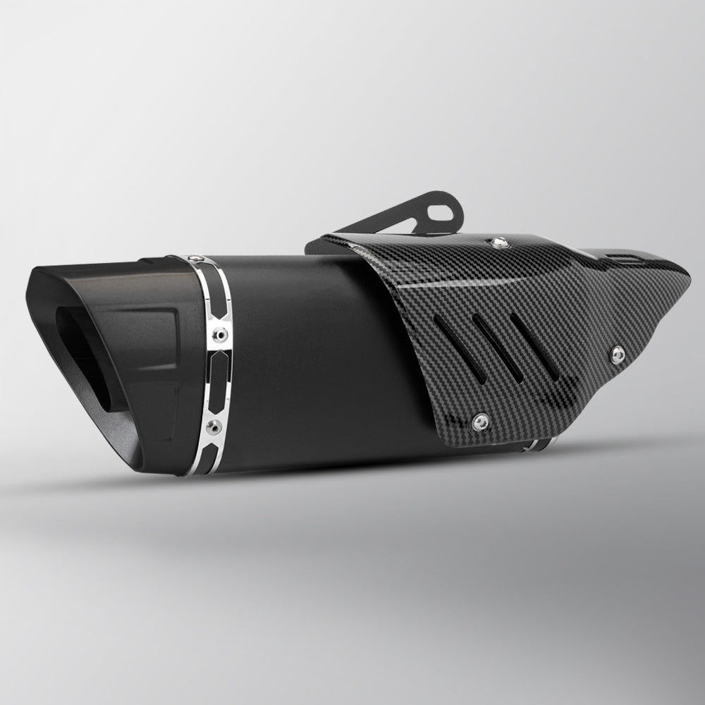 Escape Universal Moto Acero Inox Tapa Fibra de Carbono