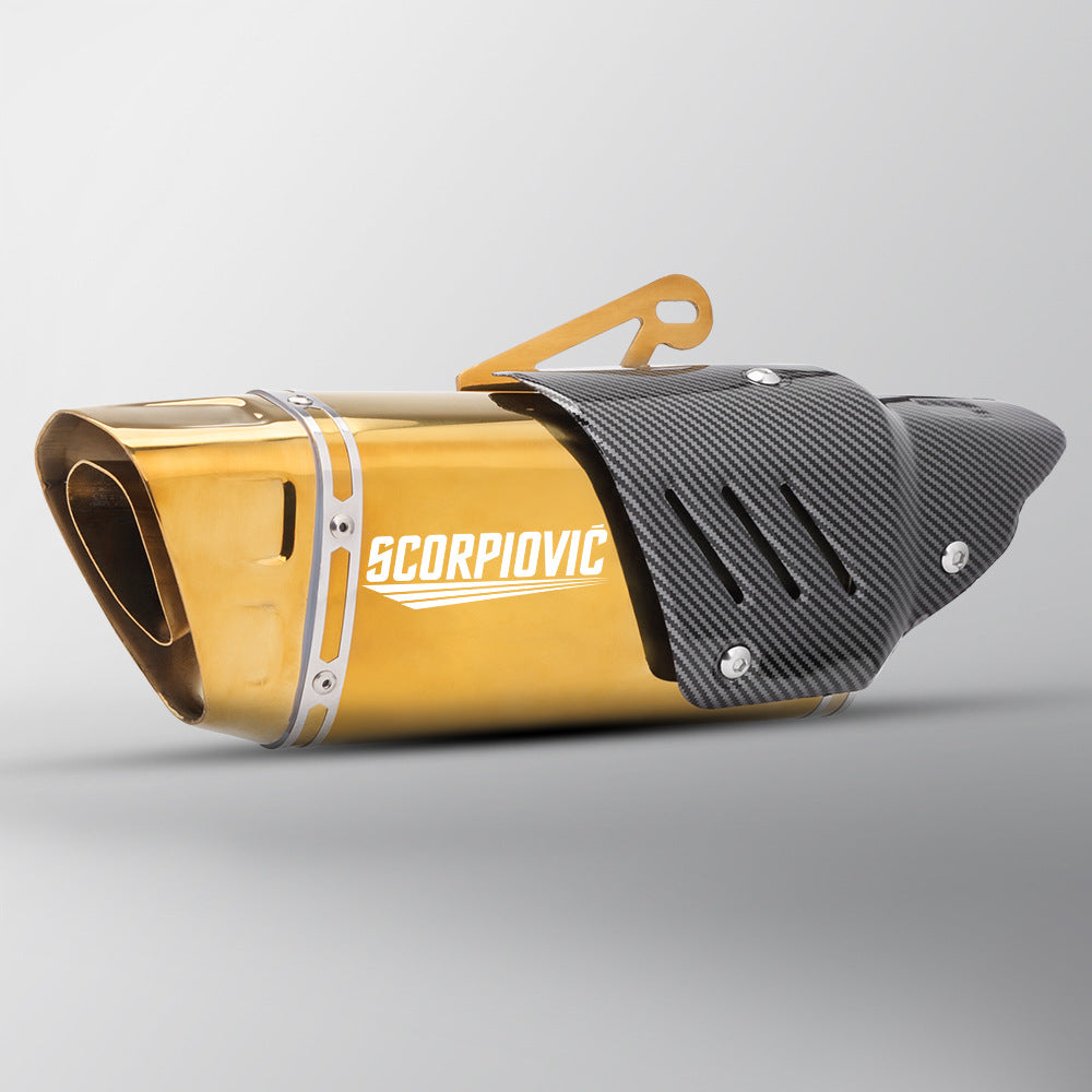 Escape Universal Moto Acero Inox Tapa Fibra de Carbono