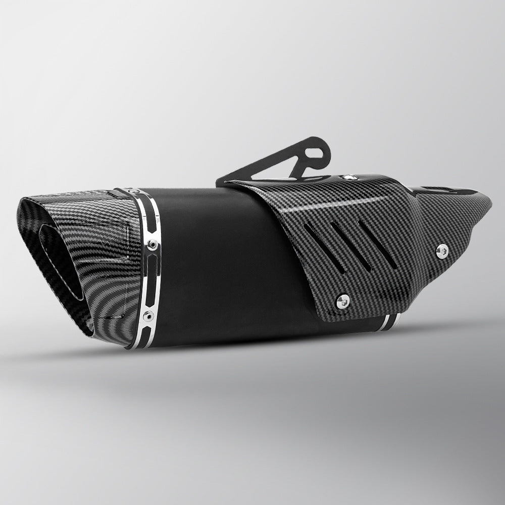 Escape Universal Moto Acero Inox Tapa Fibra de Carbono