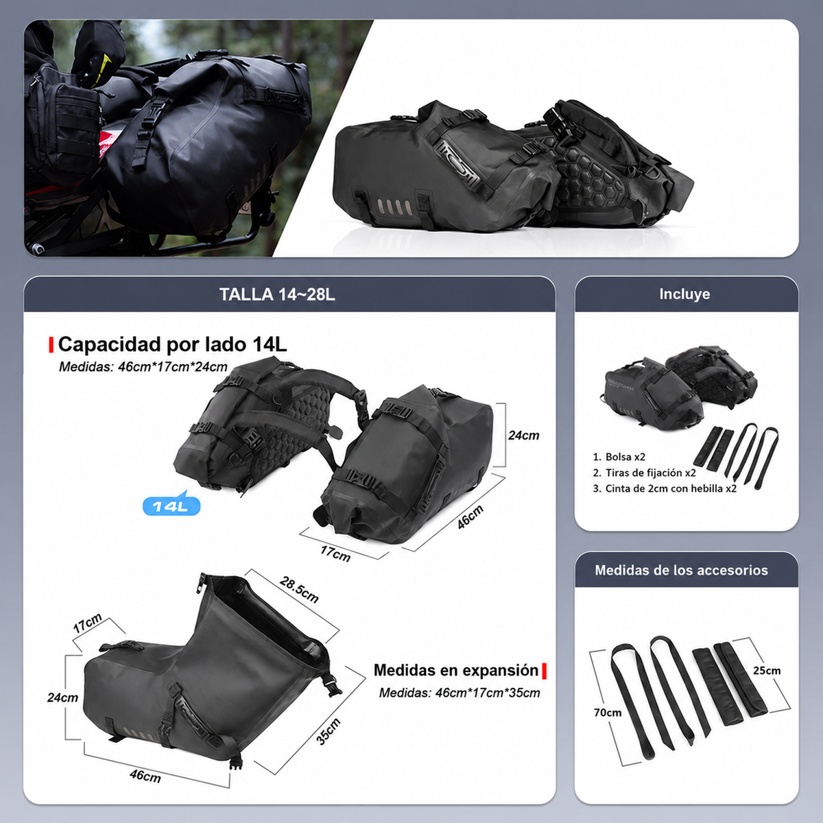 Bolsa Lateral Impermeable Rhinowalk para Moto MT1428 - 6