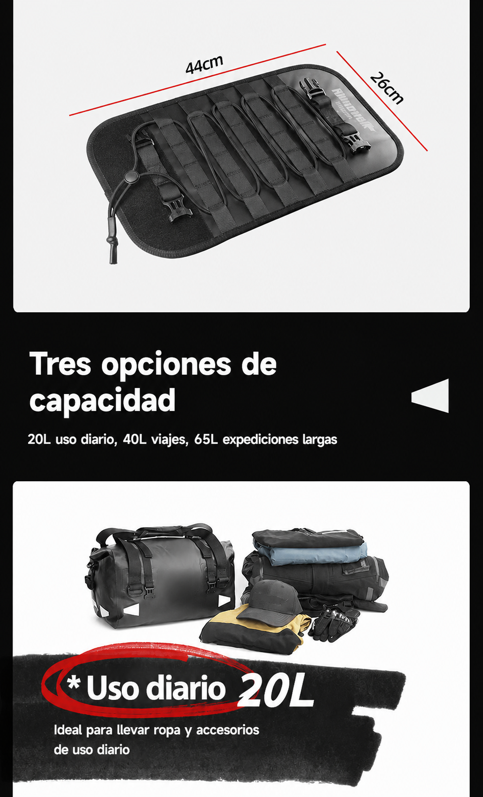 Bolsa Trasera Moto Rhinowalk 40L Impermeable - 21