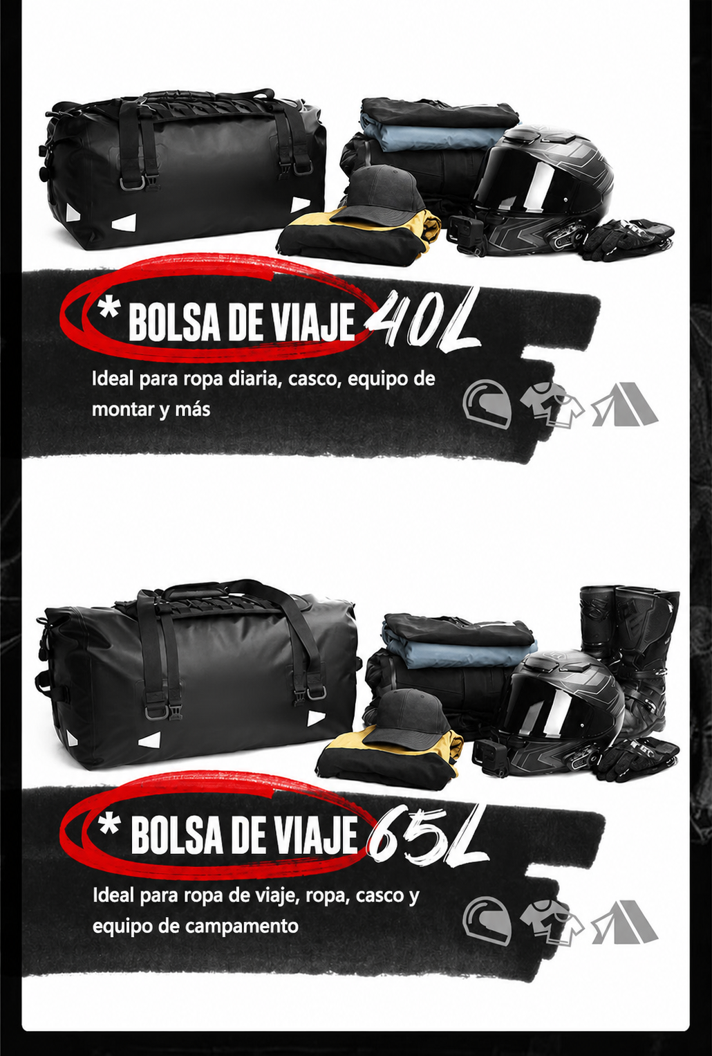 Bolsa Trasera Moto Rhinowalk 40L Impermeable - 24