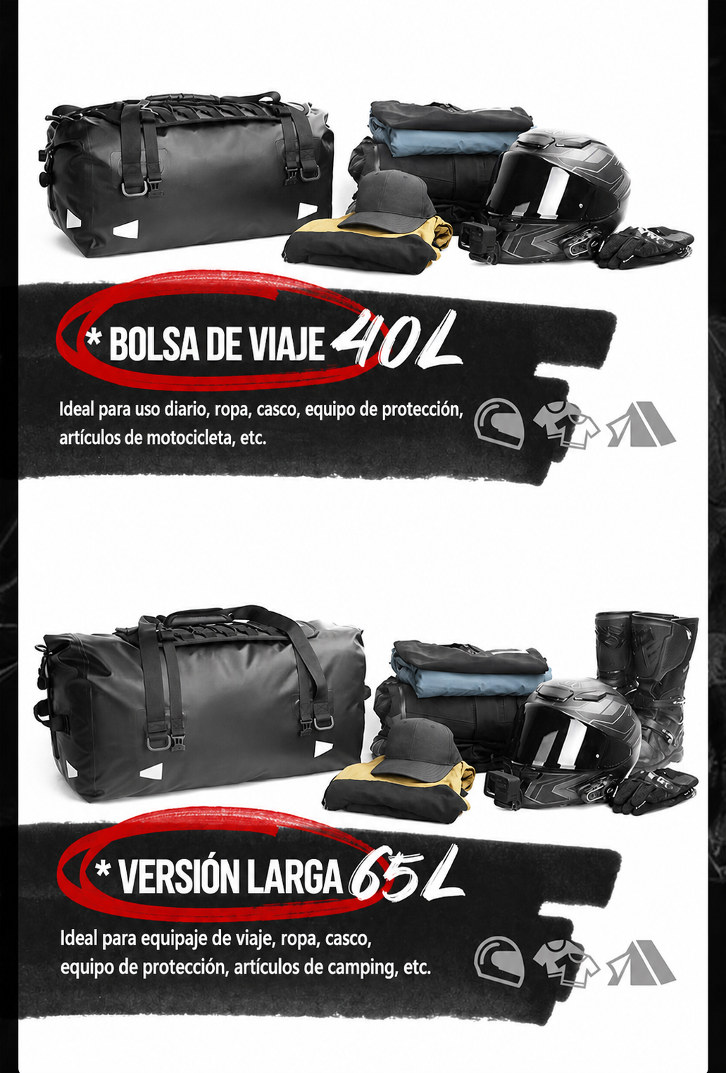Bolsa Trasera Moto Rhinowalk 40L Impermeable - 23