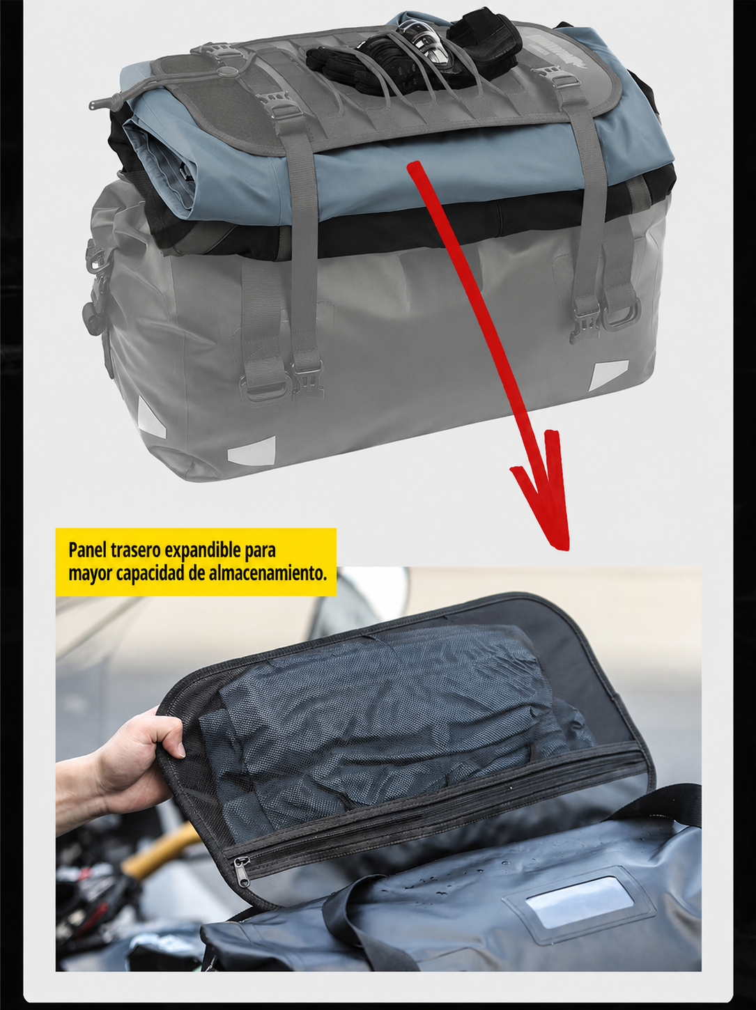 Bolsa Trasera Moto Rhinowalk 40L Impermeable - 28