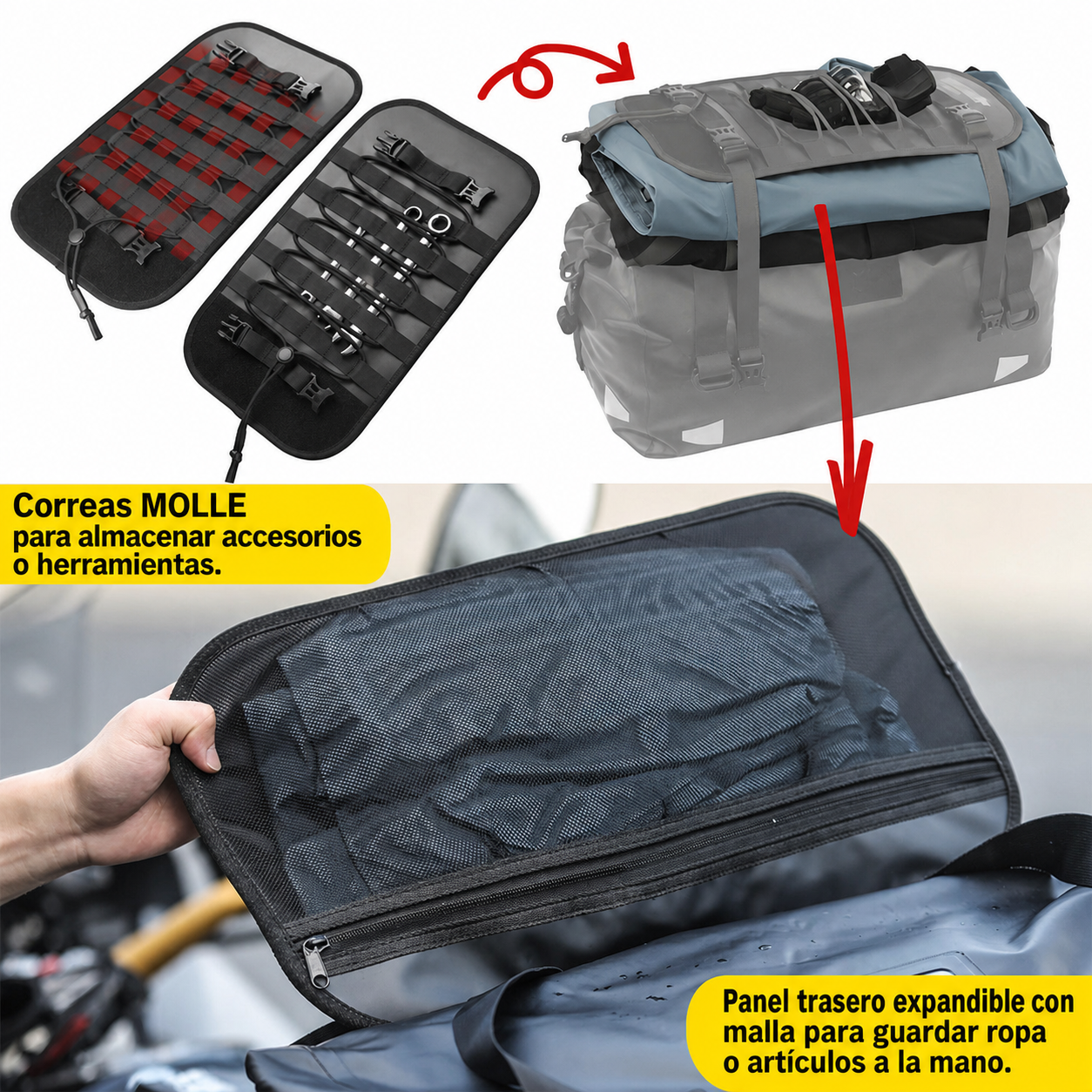 Bolsa Trasera Moto Rhinowalk 40L Impermeable - 2