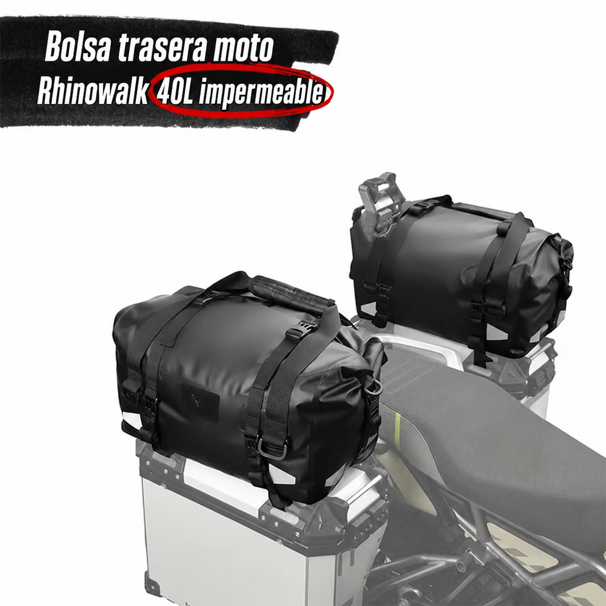 Bolsa Trasera Moto Rhinowalk 40L Impermeable - 4