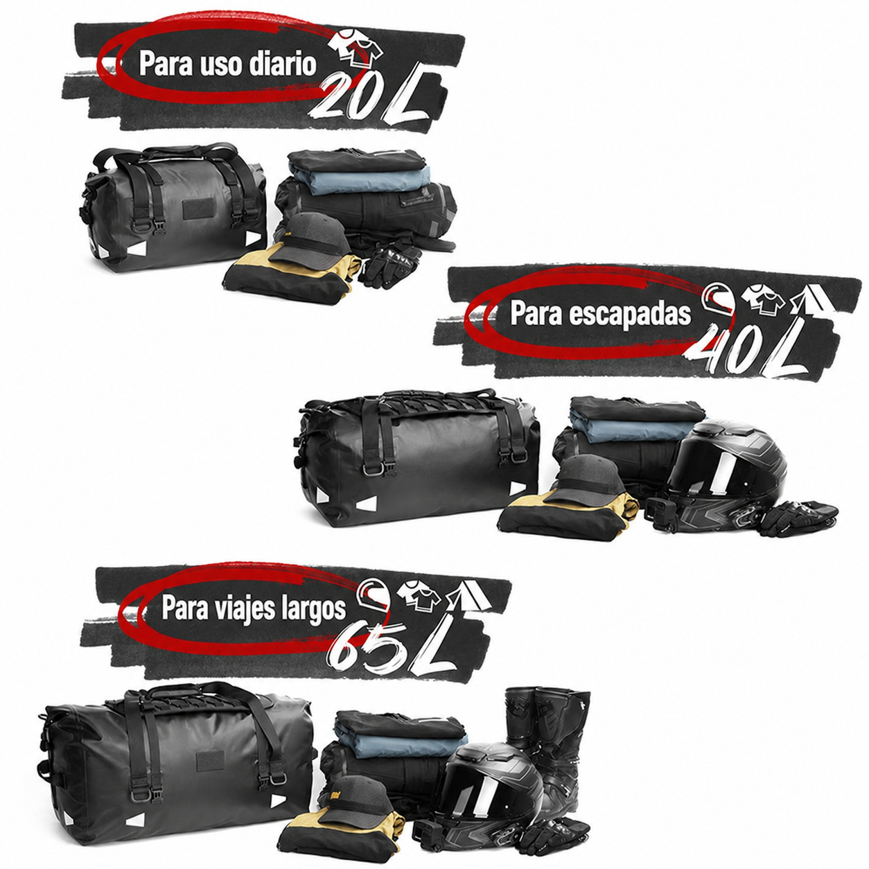 Bolsa Trasera Moto Rhinowalk 40L Impermeable - 5