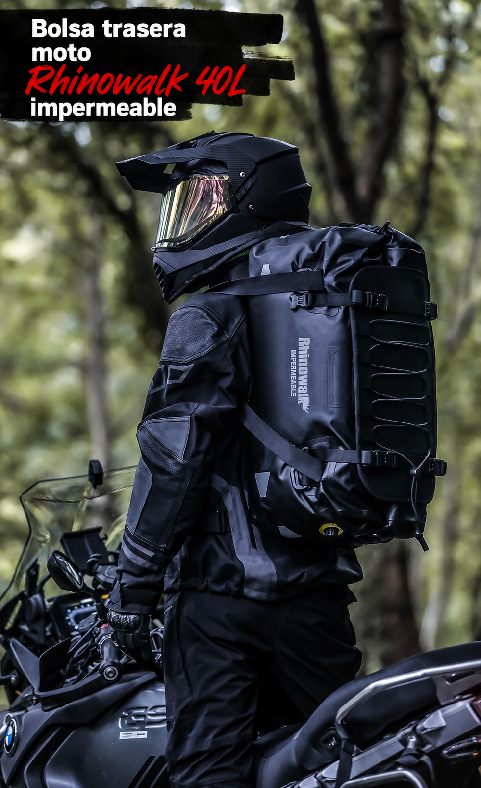 Bolsa Trasera Moto Rhinowalk 40L Impermeable - 18