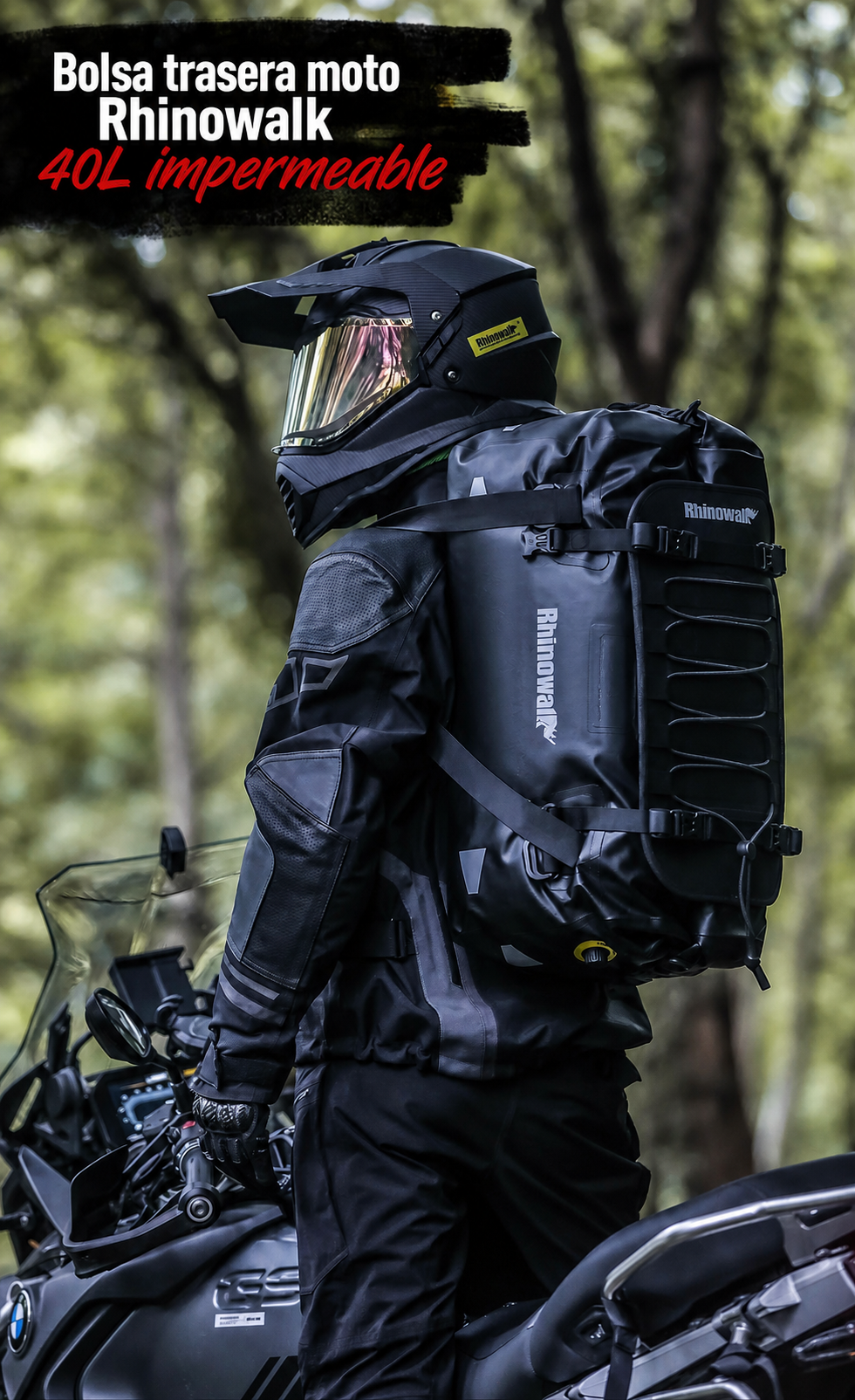 Bolsa Trasera Moto Rhinowalk 40L Impermeable - 17