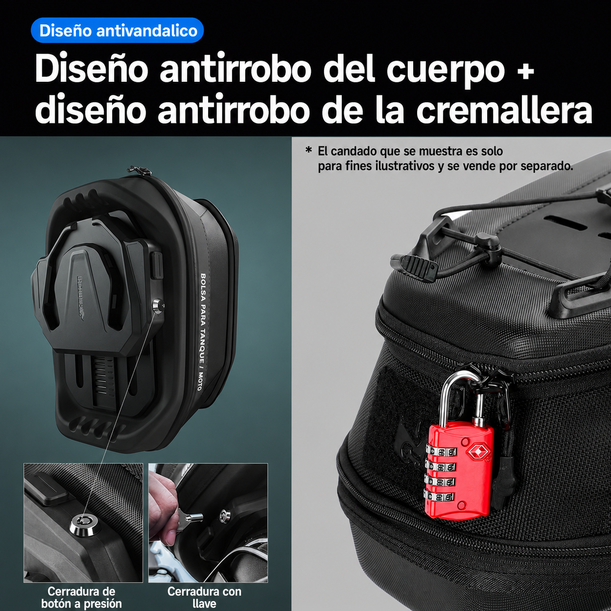 Bolsa magnética para tanque de moto Rhinowalk - 4