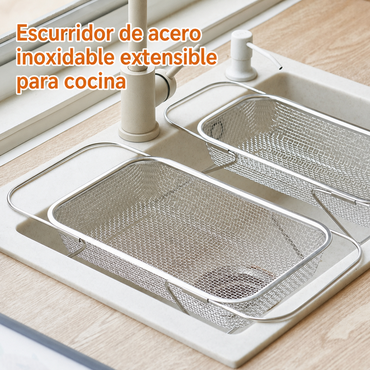 Escurridor de acero inoxidable extensible para cocina - 1