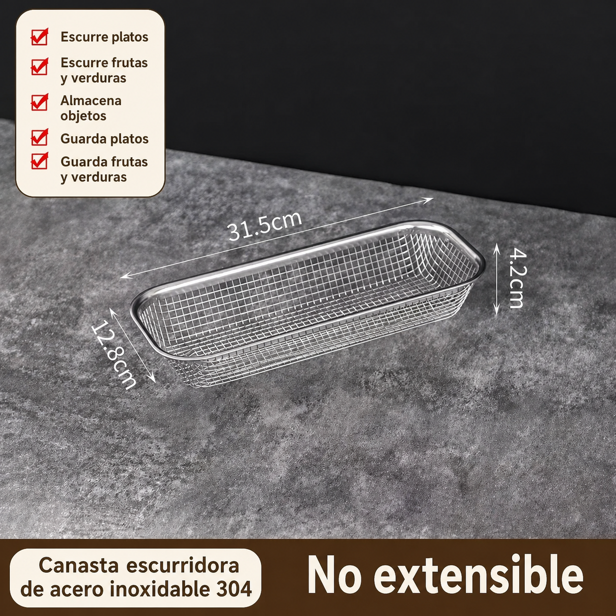 Escurridor de acero inoxidable extensible para cocina - 9