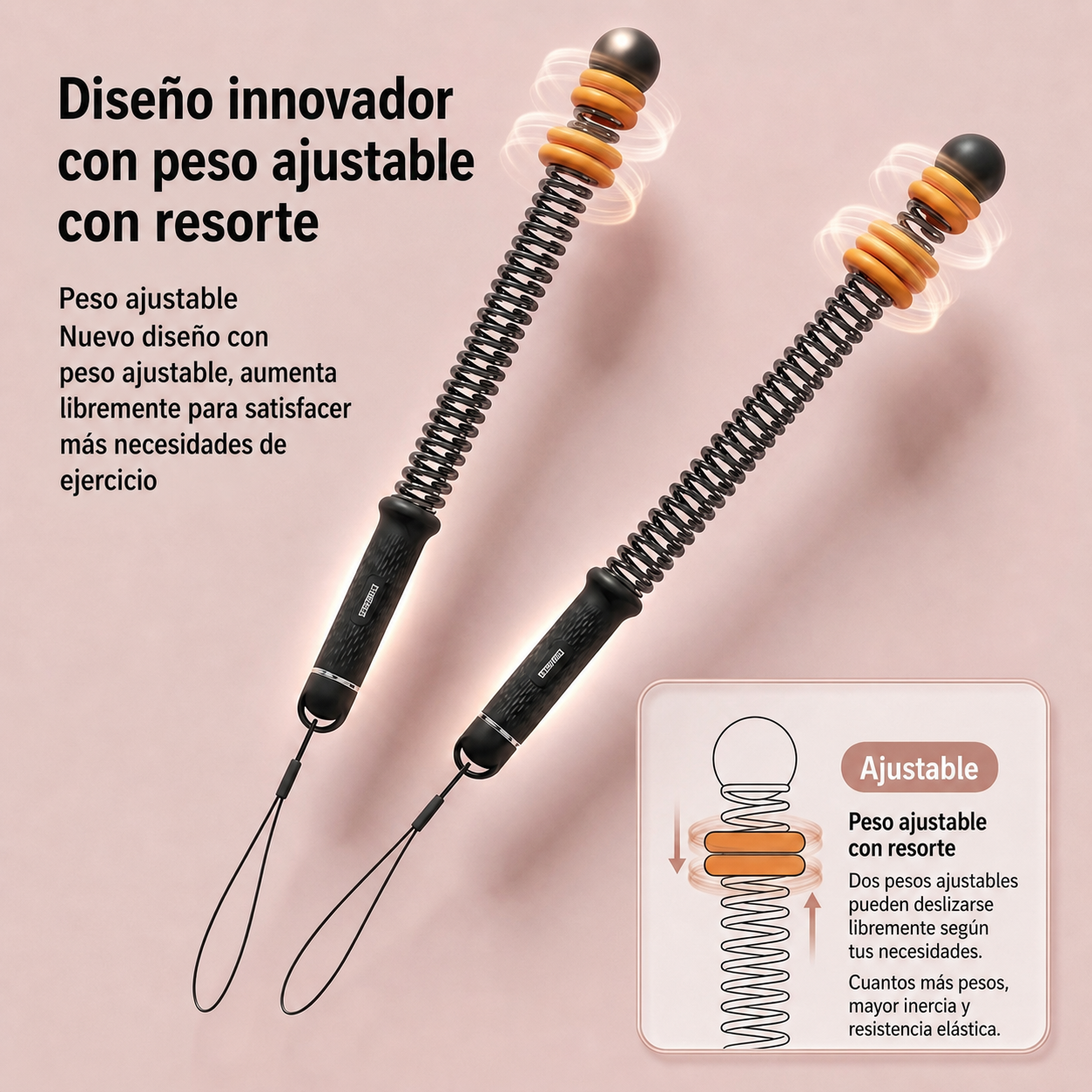 Cuerda de Batalla Sin Cable con Resorte para Gym en Casa - 3