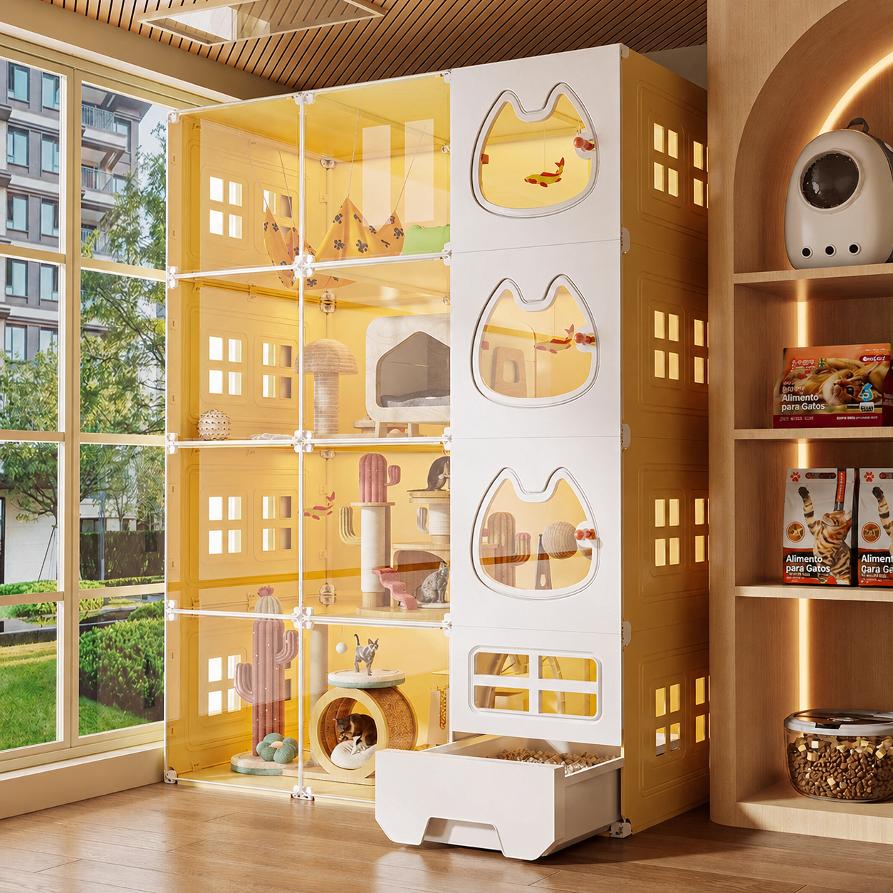 Casa para Gatos Modular con Baño Integrado PP - 1