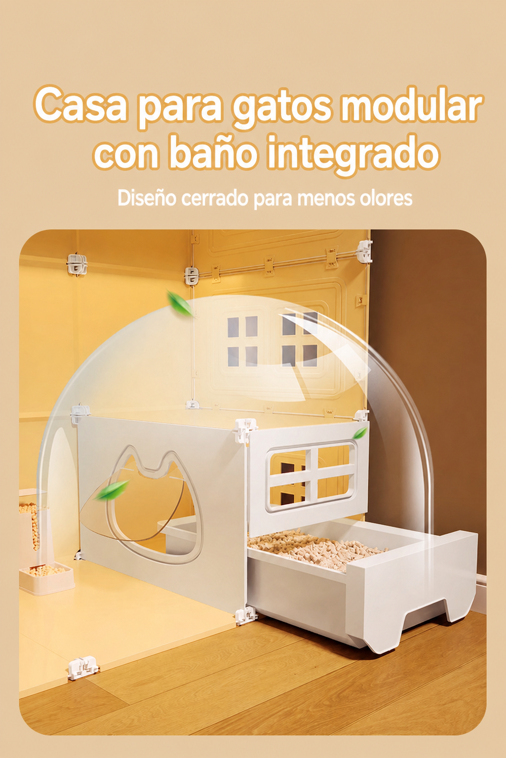 Casa para Gatos Modular con Baño Integrado PP - 14