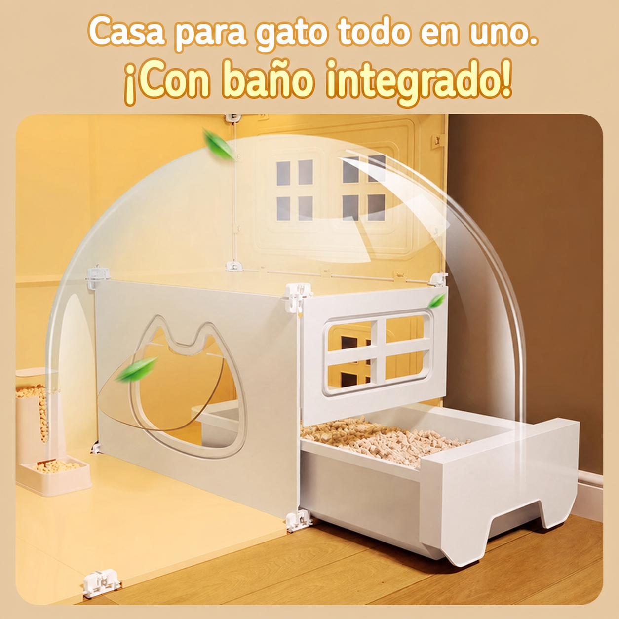 Casa para Gatos Modular con Baño Integrado PP - 2