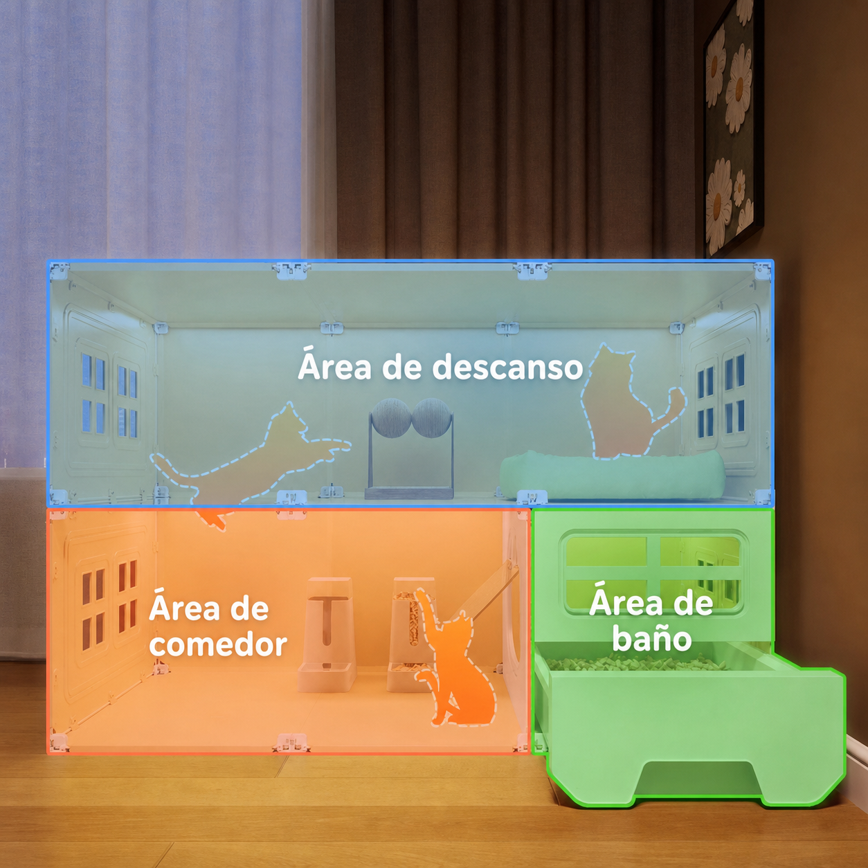 Casa para Gatos Modular con Baño Integrado PP - 3