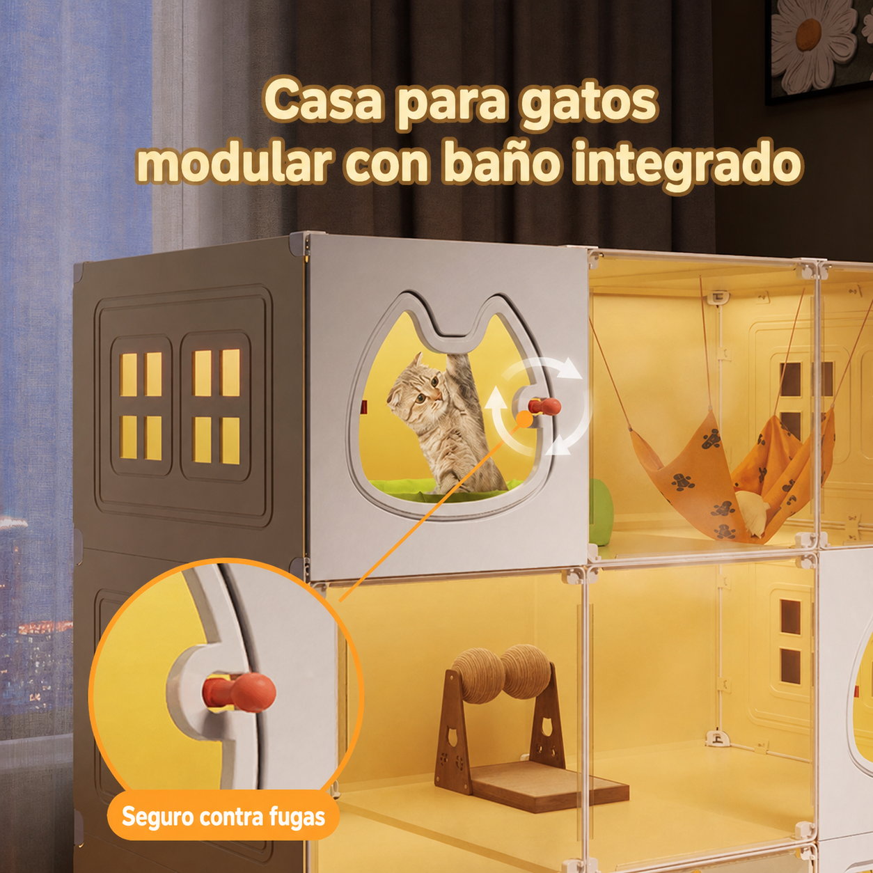 Casa para Gatos Modular con Baño Integrado PP - 4