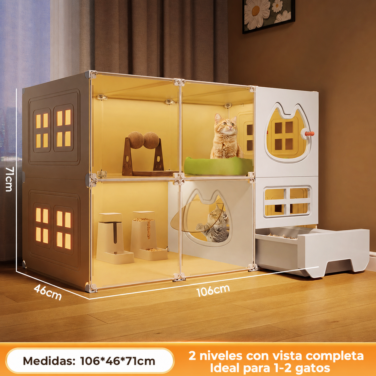 Casa para Gatos Modular con Baño Integrado PP - 6
