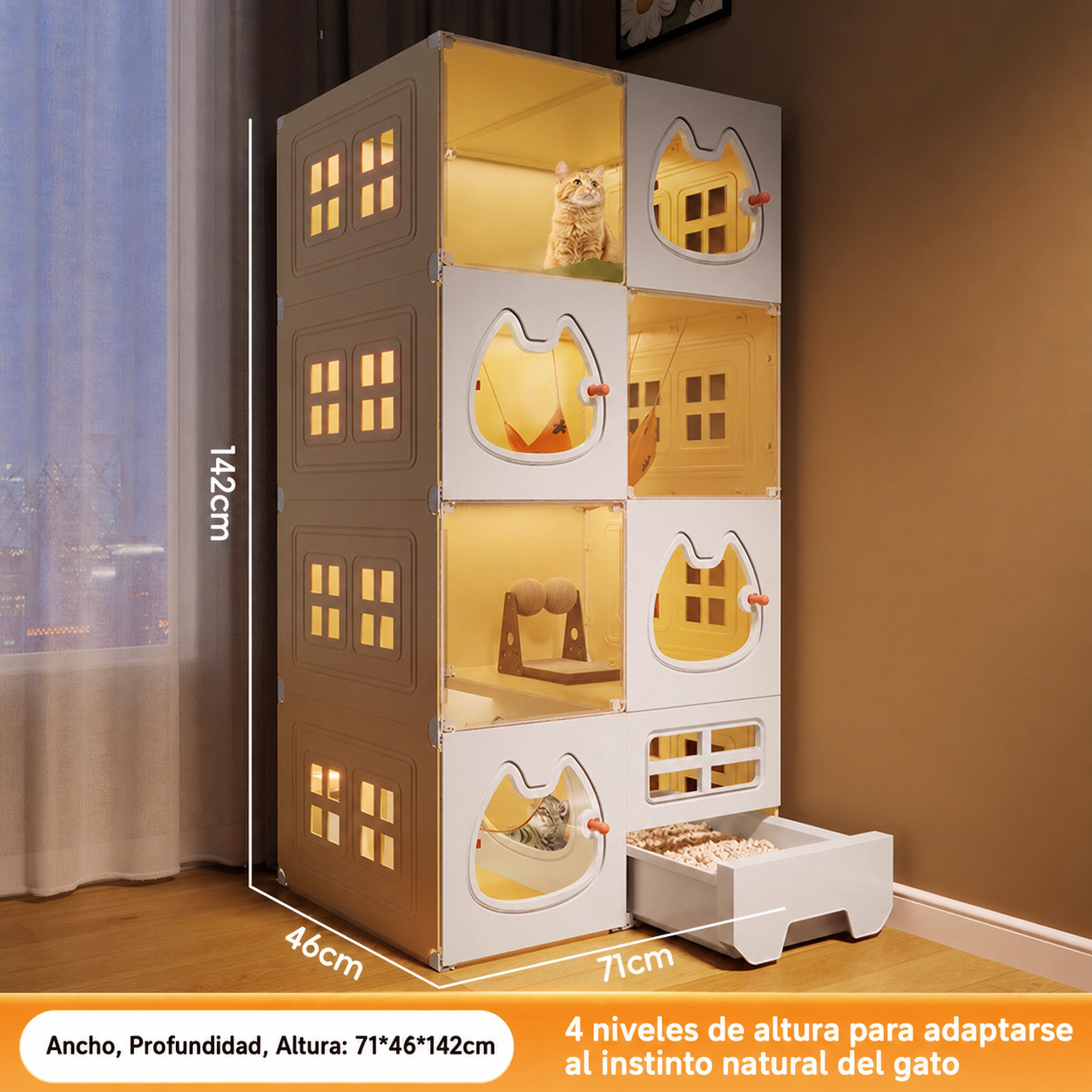 Casa para Gatos Modular con Baño Integrado PP - 7