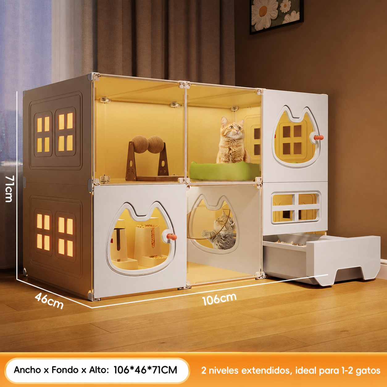 Casa para Gatos Modular con Baño Integrado PP - 8