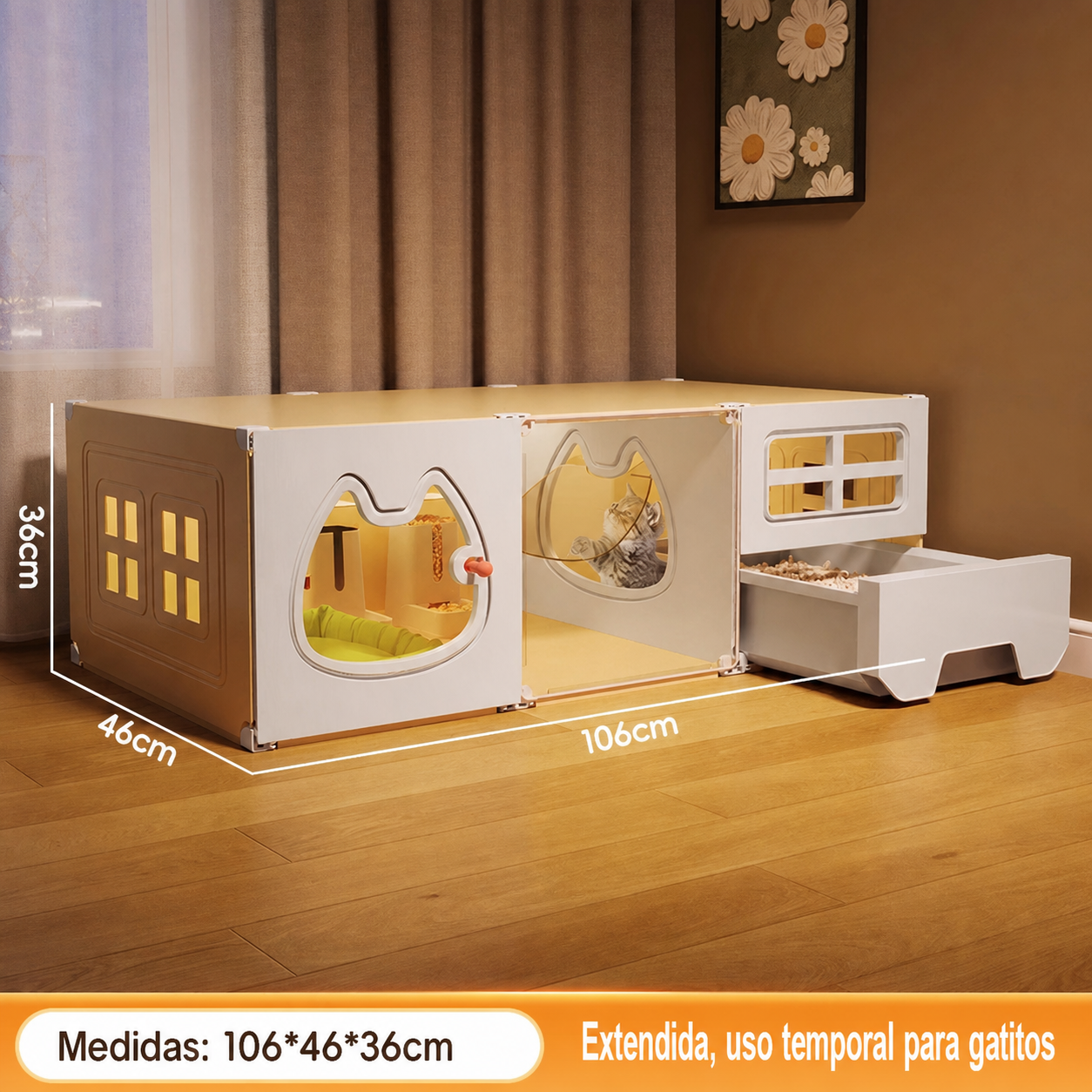 Casa para Gatos Modular con Baño Integrado PP - 10