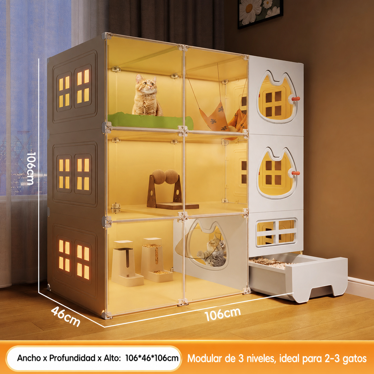 Casa para Gatos Modular con Baño Integrado PP