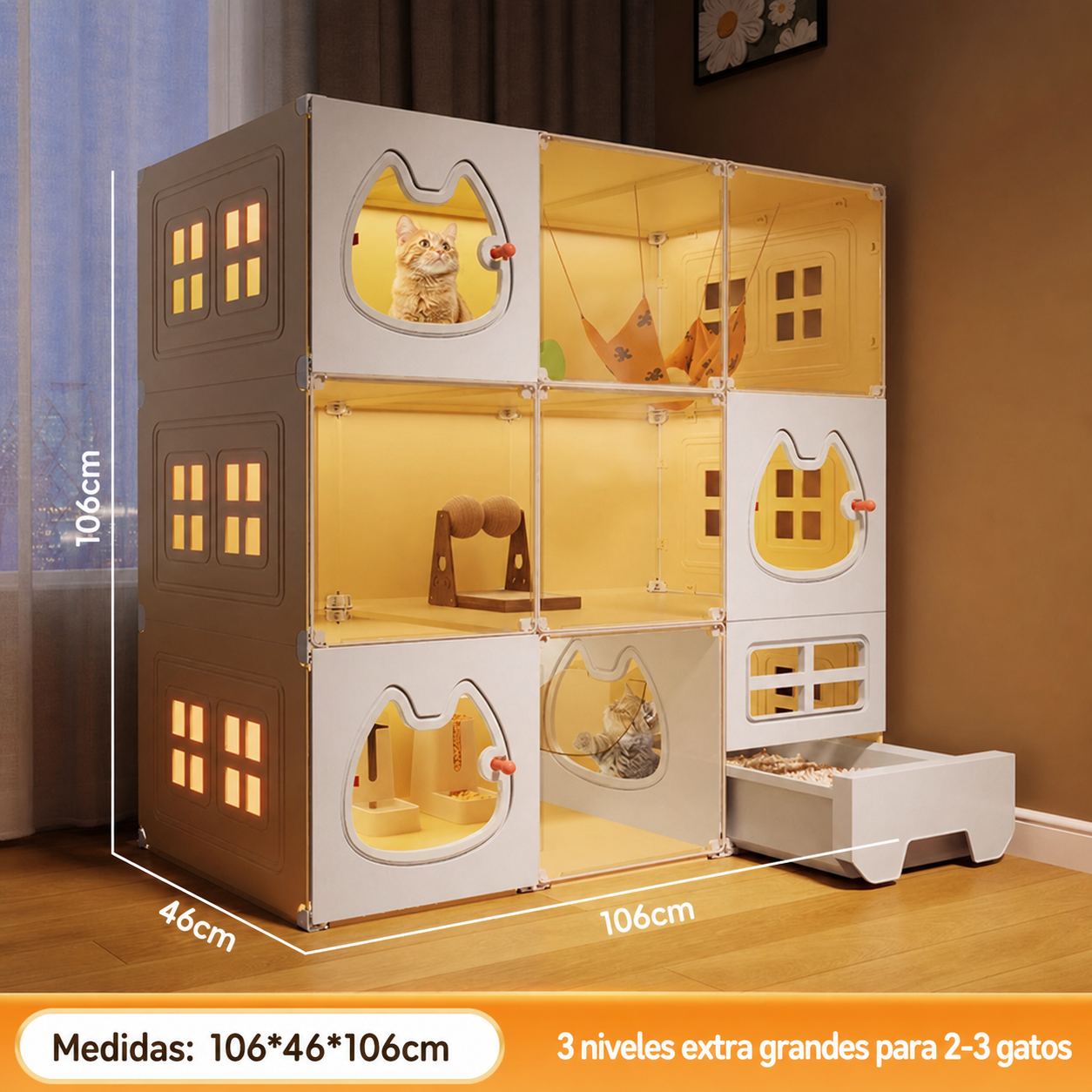 Casa para Gatos Modular con Baño Integrado PP