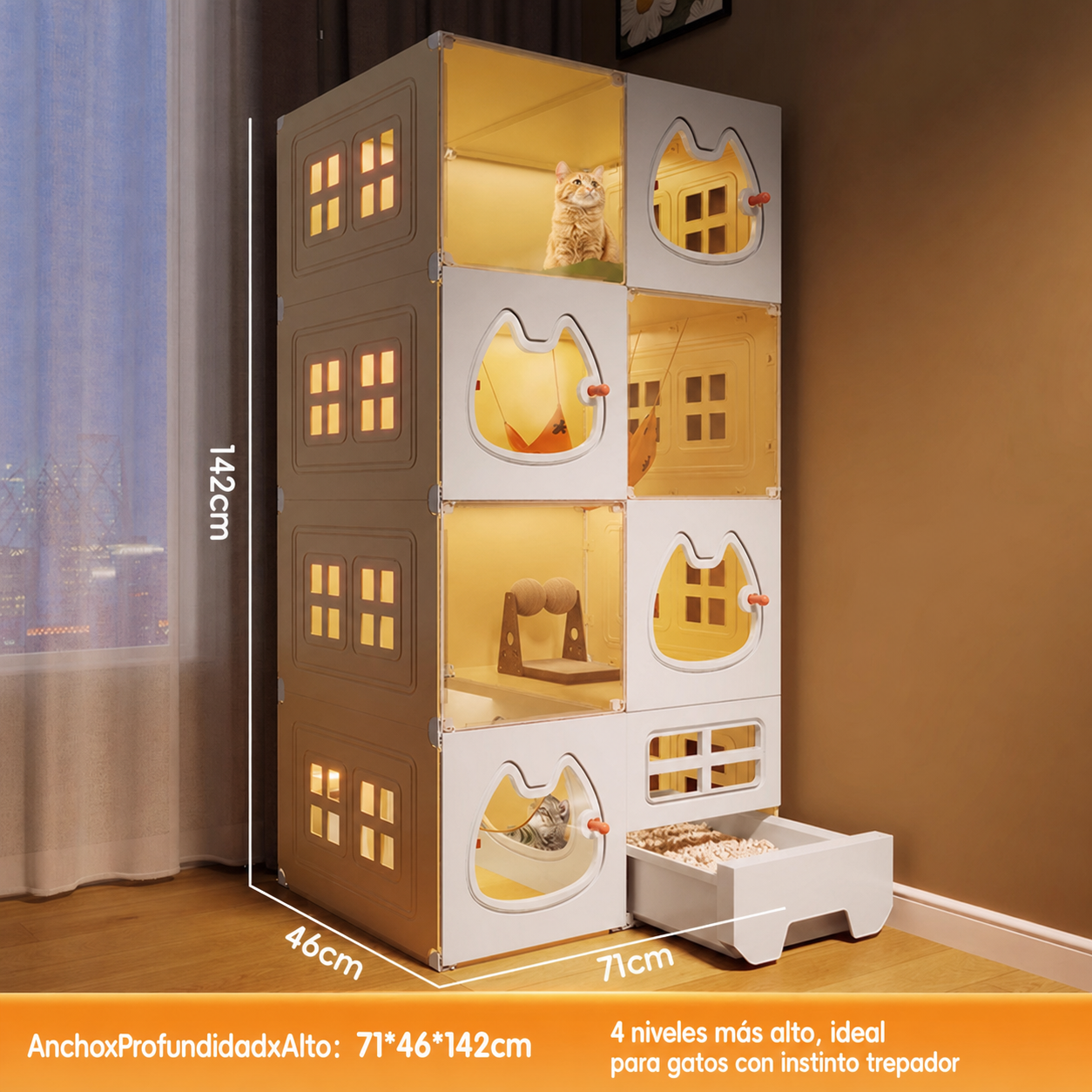Casa para Gatos Modular con Baño Integrado PP